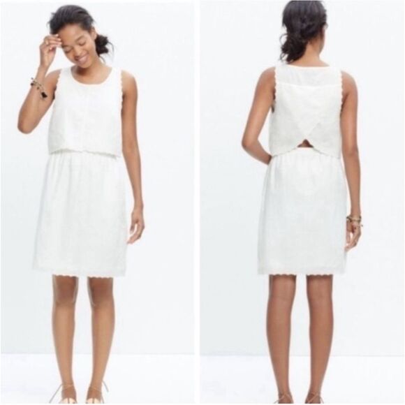 Madewell Eyelet Overlay Open Back Sleeveless Dress Size 12 - Picture 1 of 8